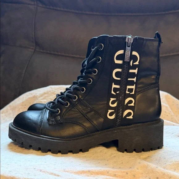 GUESS Black Moto Boots with Logo Detail - Picture 3 of 7